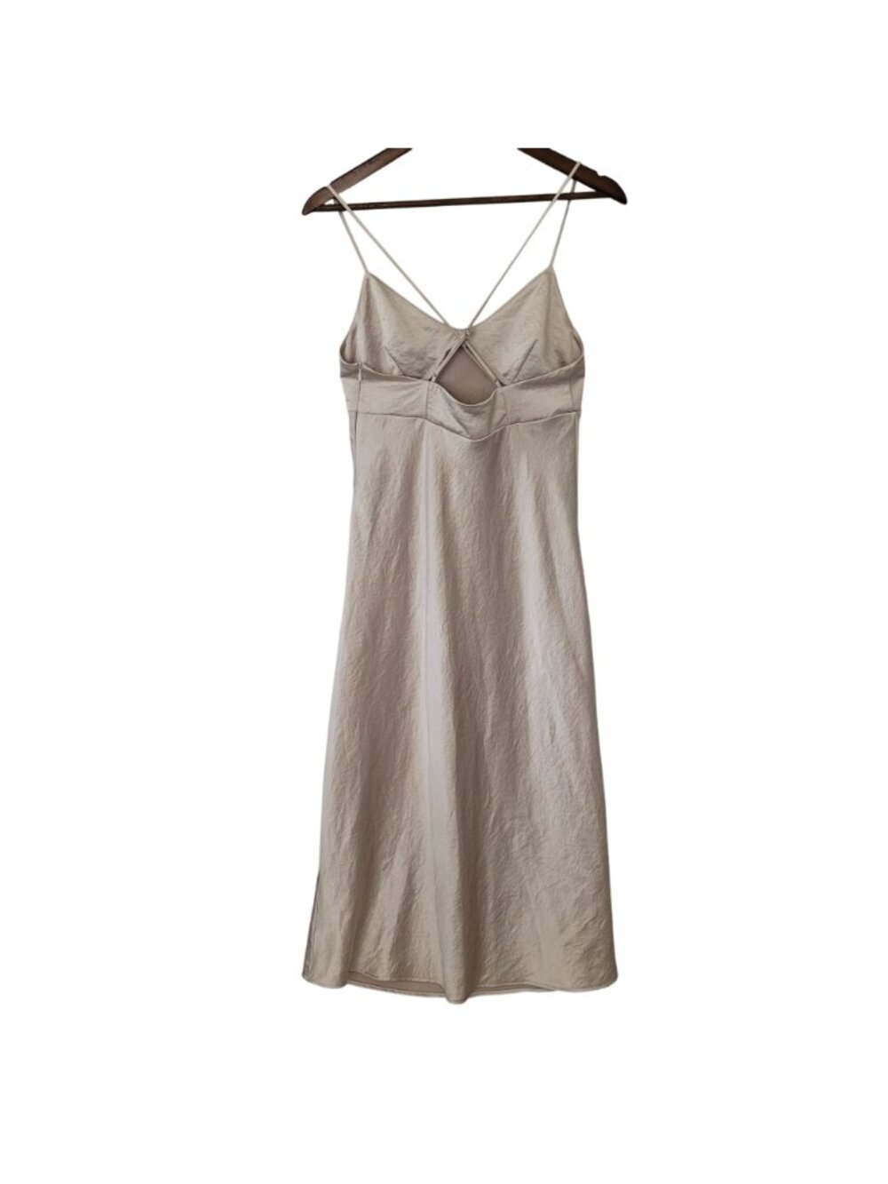 Madewell Sadie Midi Slip Dress Womens Size 6 Beige Sleeveless Strappy Cross Back - Picture 2 of 9